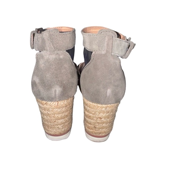 Marc Fisher Gray Suede Espadrille Wedge Sandals | Ankle Strap Size 7 Resort Chic - Picture 4 of 9